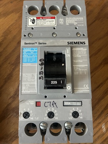 Siemens FXD63B225 600V 3 Pole Circuit Breaker 225A - 第 1/3 張圖片