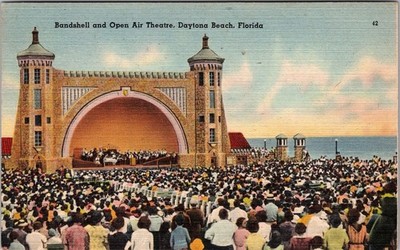 Daytona Beach FL-Florida Bandshell Open Air Theater Performance Vintage Postcard