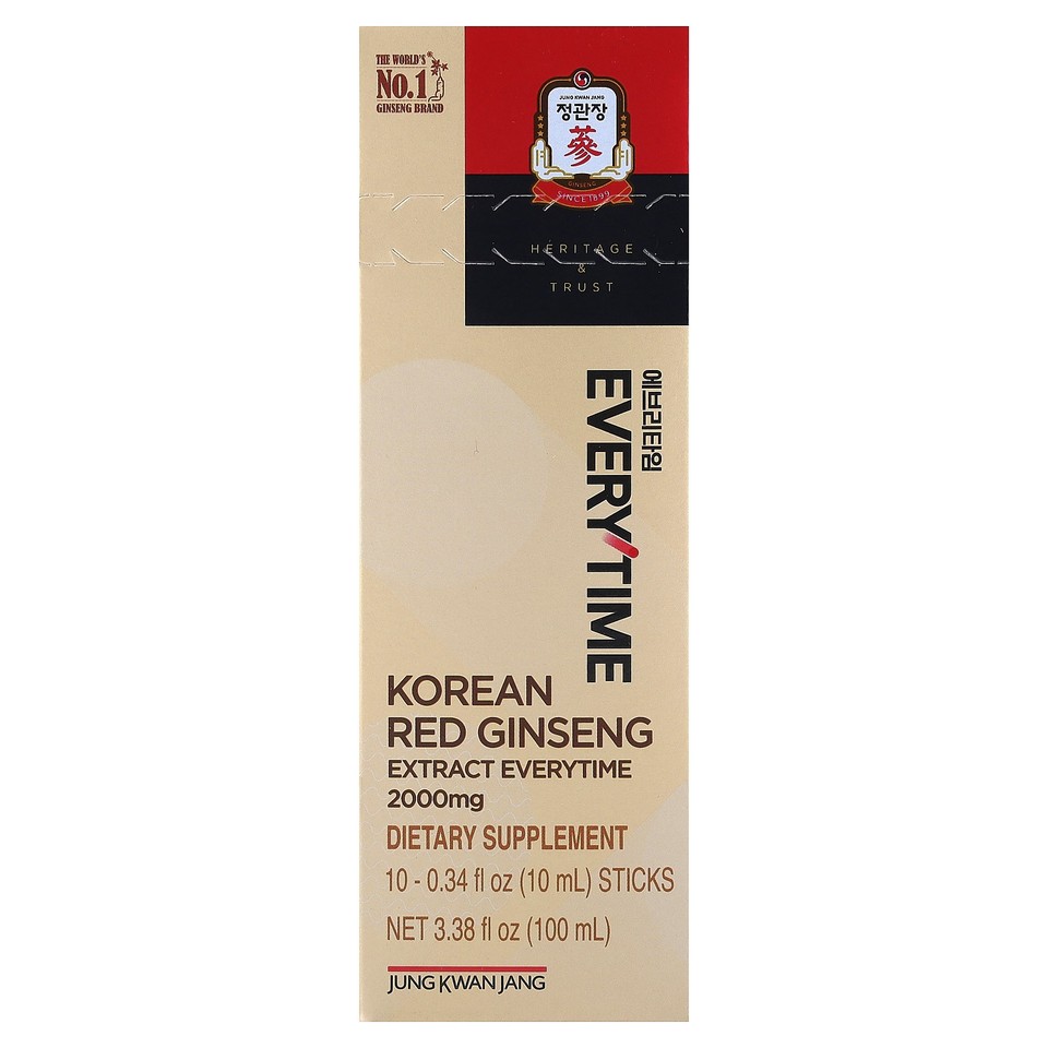 Korean Red Ginseng Extract, Everytime, 10 Sticks, 0.34 fl oz (10 ml) Each