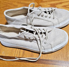 Lamo Beige White Shimmer Lace Up Sneaker Shoes Canvas Size 6.5 — photo 3