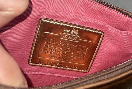Coach Madison Op Art Horse & Carriage Wristlet 41988 Tan Leather Trim Zip Top - Picture 10 of 11