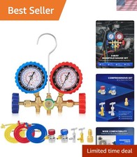 5FT AC Gauge Set with Color-Coded Hoses & Hybrid Gauges - Professional Quality
