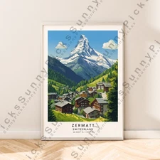 Impression D'Art Zermatt Suisse Affiche Matterhorn Paysage Décor Mur Unframed