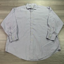 Brooks Brothers Shirt Mens 17-33 Purple Blue Check Button Down Made USA Italy