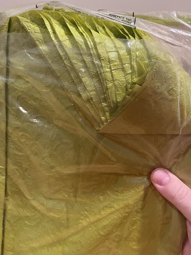 Vtg 60s DuPont Alathon Green Plastic Fabric Extra Wide Decorator Drapes 2 Panels - Picture 3 of 5