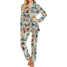 Women_s Paint by Number Horses Pajamas Set (or Pants) - long-sleeve with collar
