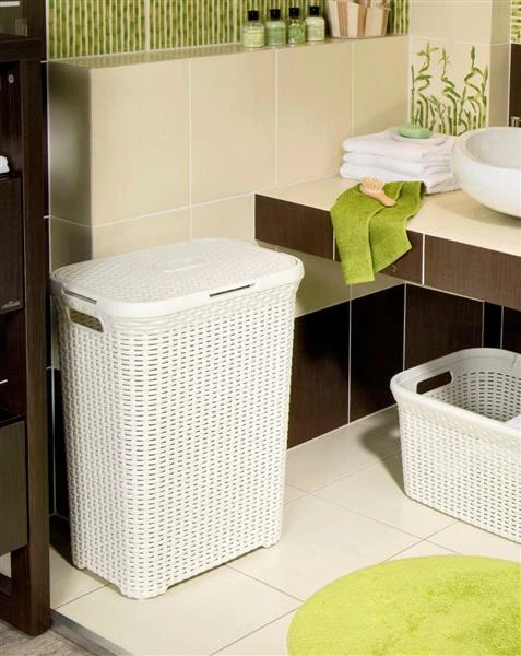 Curver Style Wäschekorb Rattan Wäschebox Wäschesammler 60L - Bild 2 von 4