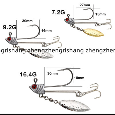 6pcs Jig Head Fishing Hooks Luminous 3D Eyes Treble Hook Fishing