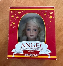 VINTAGE 1991 FIBRE CRAFT BLONDE ANGEL HEAD HANDS SET VINYL CHRISTMAS CRAFTING