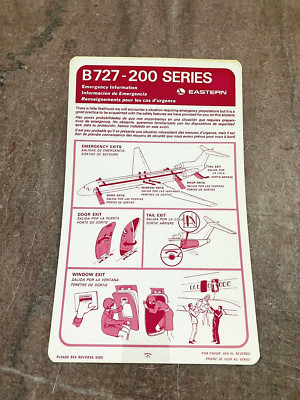 Eastern Airlines B727-200 Safety Card- Rev 4/75