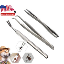 3pcs Pet Flea Remover Tool Scratching Hook Tweezers Clips Set Grooming Supplies