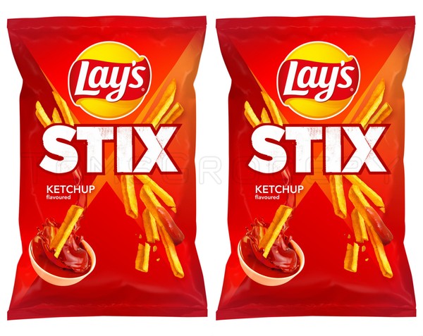 Patatas fritas sabor 2 capas STIX KETCHUP bocadillos europeos 130 g 4,5 oz