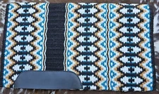 Western Wool Show Saddle Blanket - Custom-34x40 - Black-Teal-Cream,Carmel