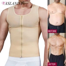 Mens Slimming Body Shaper Chest Compression Shirt Undershirt Waist Trainer Belly
