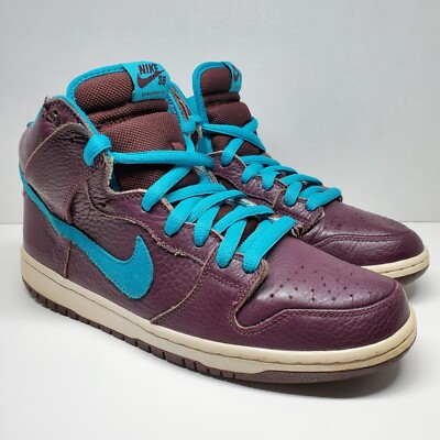Nike Dunk High Premium SB Deep Burgundy Aquamarine Teal 313171-601 US Size 9.5