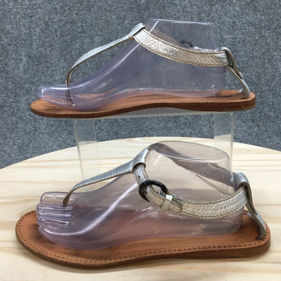 Sandalia Miu Mujer 40 Plateada Tanga Punta Abierta Cordones Informal Charol Foto 2 de 4