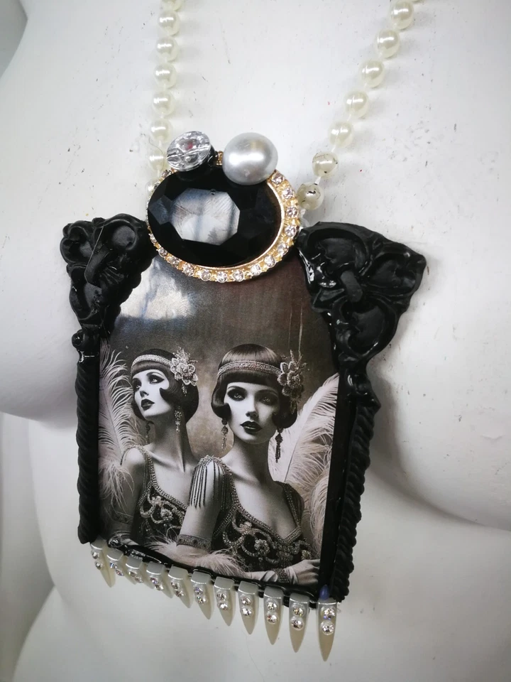 Collar Colgante Belle Epoque Joyería Vintage Edad de Oro Art Deco Dije Perlas Foto 4 de 4