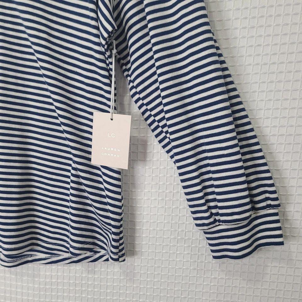 Camiseta Pulôver Feminina Lauren Conrad 2xl Listra Azul Manga Longa Elástica Nova com etiquetas - Imagem 3 de 4