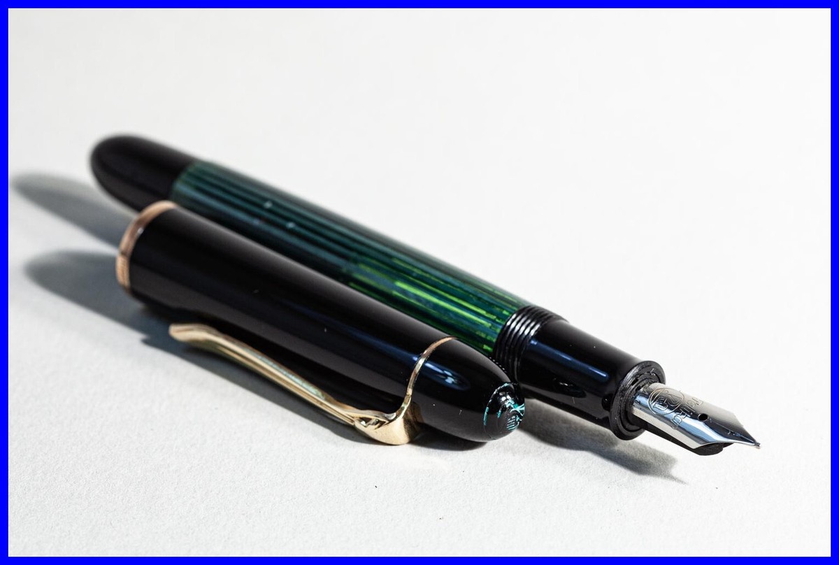 Stylo Plume Vintage Pelikan 140 Piston Vert Rayé - Années 1946-1960, Fabrication Allemagne, Occasion