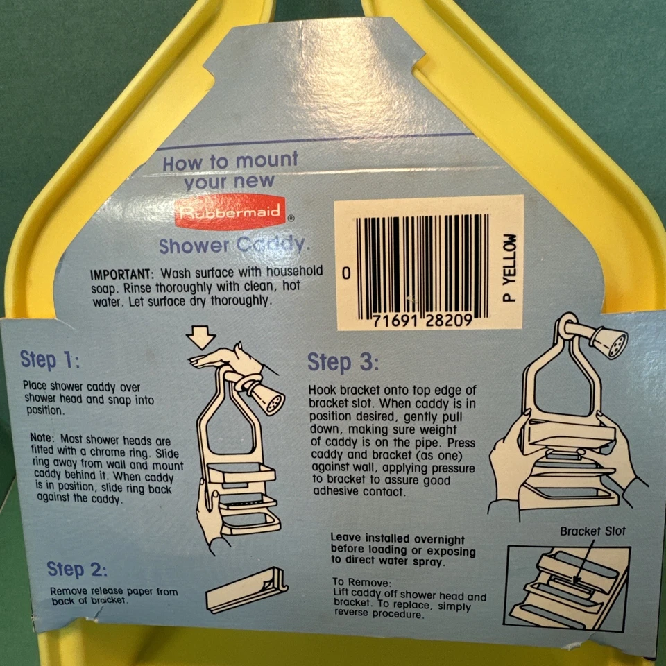 Carrito de baño/ducha Rubbermaid 1982 bandeja de jabón amarillo 2820 nuevo de colección Foto 3 de 4