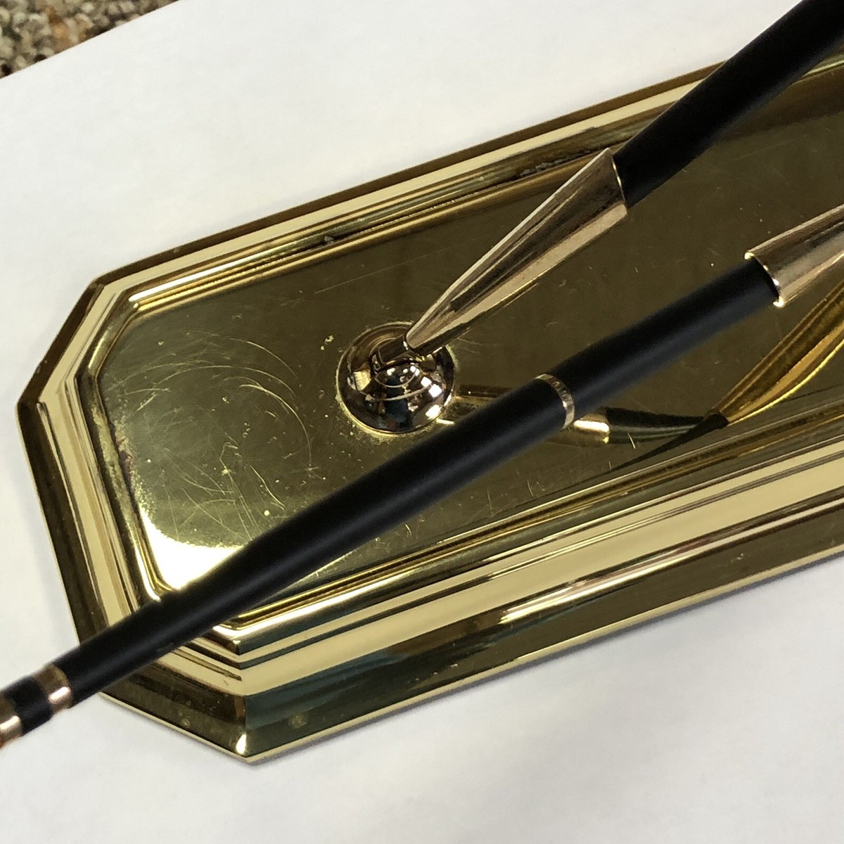 Vintage Baldwin Brass Desk Set Pen and Pencil and Holder W Pens