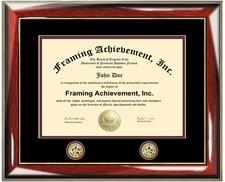 Double Medallion Logo College Diploma Frame University Certificate Plaque Degree