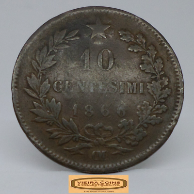 1866-OM Italy 10 Centesimi, Damaged - #C36855NQ | eBay
