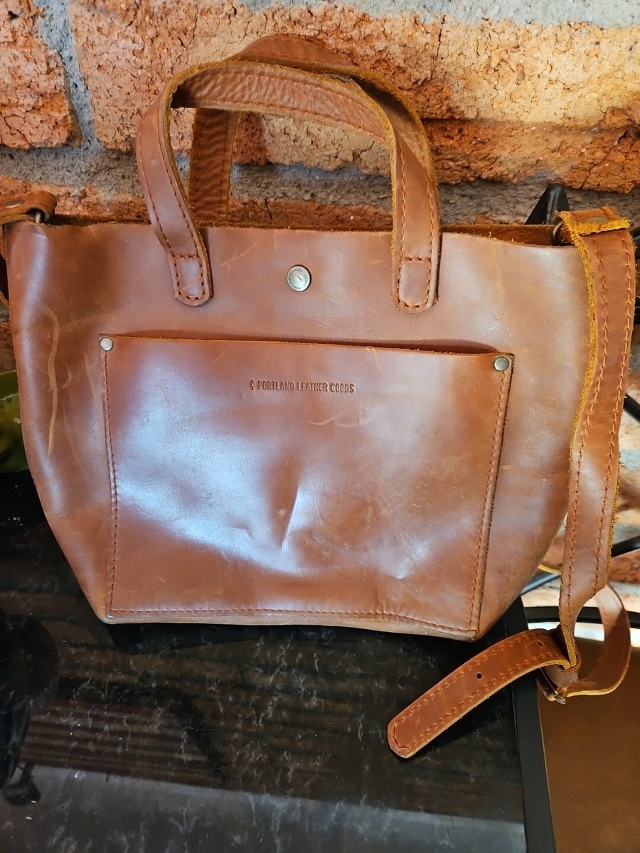 Vintage Portland Leather Goods Brown Tote Bag View 2