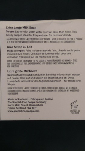 Au Lait Milk Soap Bar Triple Milled Vegetable Soap Scottish Soaps 10.5 oz New - Picture 7 of 7