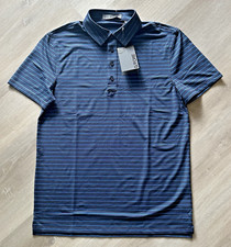 G/Fore G4 NWT Mens Small Polo Shirt Twilight Blue With Royal Blue Stripe NWT 120