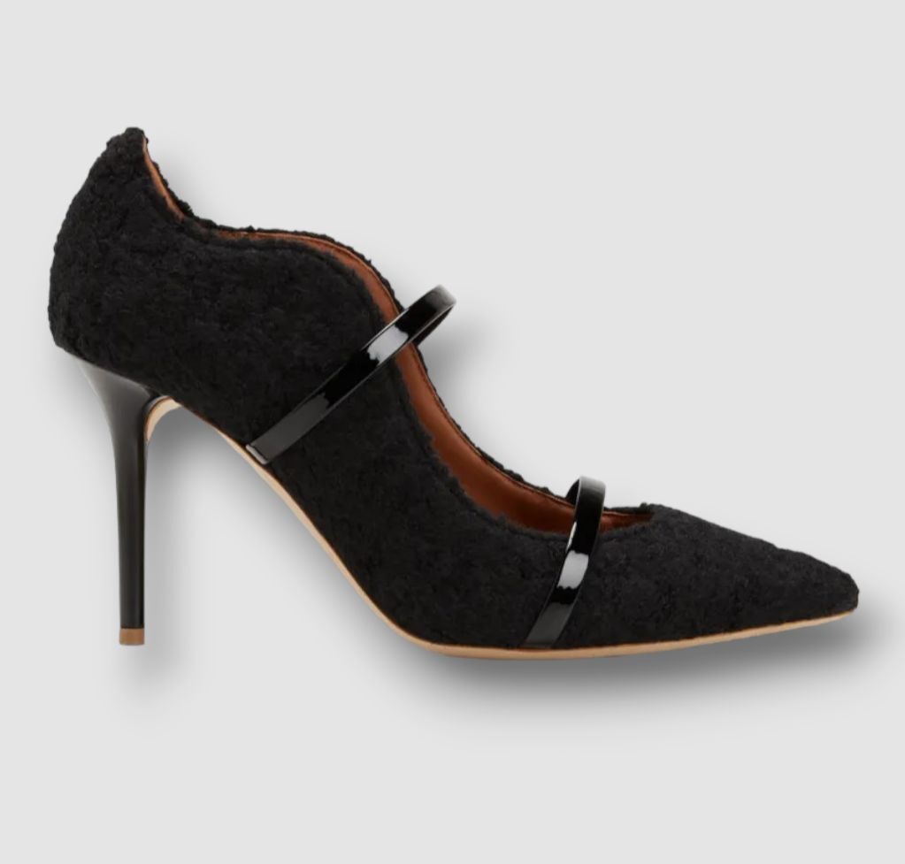 $695 Malone Souliers Women's Black Dual-Band Mule Heel Shoes