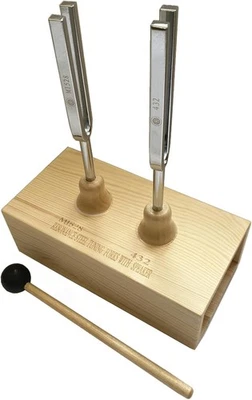 Resonance Tuning Forks Healing 432Hz 528Hz Pine Wood Speaker Rubber Mallet Ideal