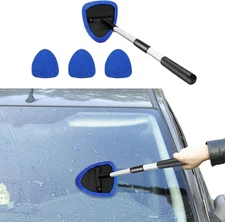 Windshield Cleaning Tool, Car Window Cleaner with 4 Washable Reusable Microfiber