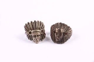 Vintage Silver Native American Indian Chief Headdress Statement Rings x2 20.18g