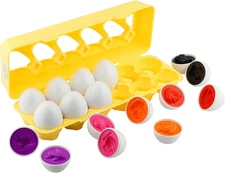 12 PCS Vehicle Car Egg Matching Toy with Holder – STEM Easter Eggs, Educational 