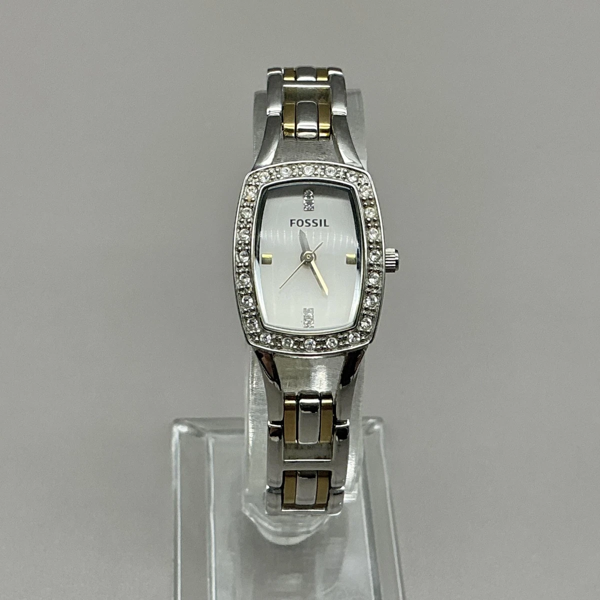 Fossil ES-1869 Silver Tone Open Link Bracelet Watch Y2K Geometric Fossil Rectangle 30 m (3 ATM) Water Resistance Wristwatches  main image 3