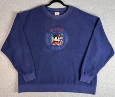The Disney Store Men  s XL Fleece Sweatshirt Mickey Minnie Goofy Donald Blue