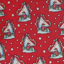 VINEYARD VINES  CHRISTMAS xmas MENS TIE  RED  SAILBOAT SANTA  59"