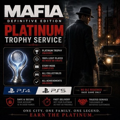 Mafia Definitive Edition Platinum Trophy Service (PS4/Ps5) Legit Played