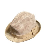 Dobbs Men's Suede Leather Light Tan F dora Hat With Buckle Size 7 1/2 Vintage