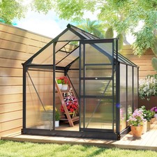 Polycarbonate Walk-In Garden Greenhouse Aluminium Frame Slide Door Window