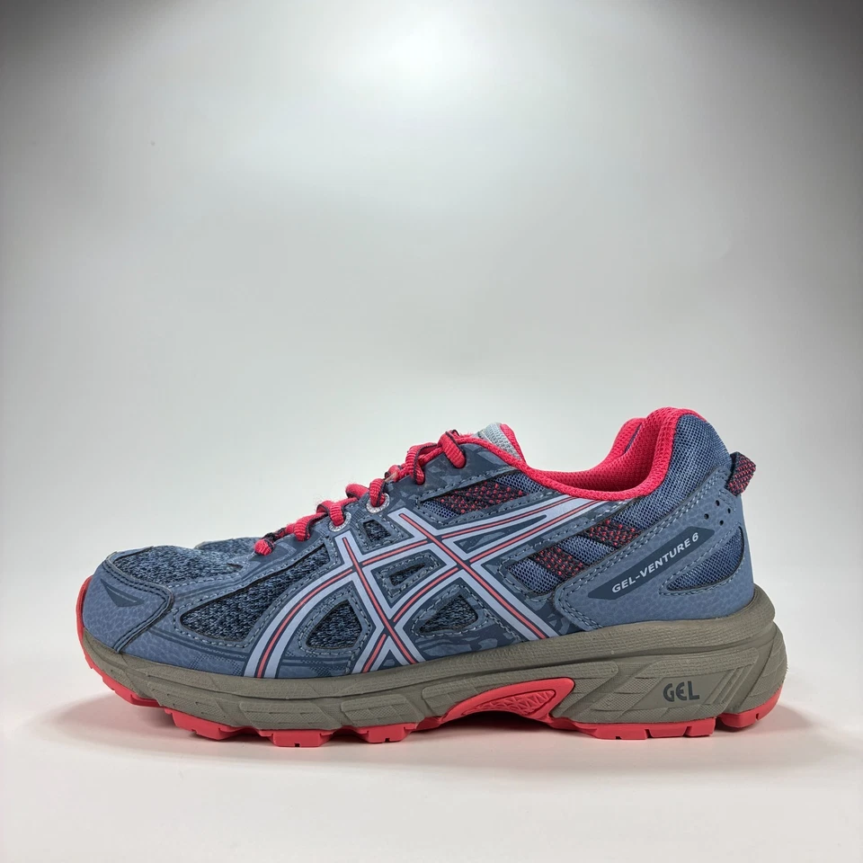 Tênis de corrida esportivo Asics Gel-Venture 6 azul rosa trilha 1014A077 juvenil tamanho 5 - Imagem 4 de 4
