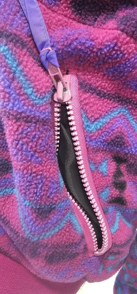 Vtg Columbia Fleece Jacket Full Zip Aztec Southwest Print Sz XL Purple Blue 90's - Image 2 of 4