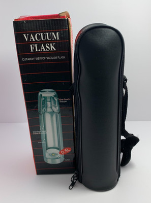 Stainless Steel Silver Bullet Flask Thermos NOB Zipper Pouch with Handle