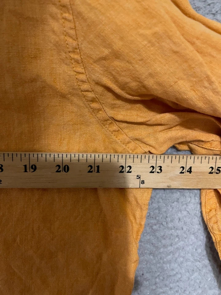 Banana Republic Linen Shirt Mens Large Yellow Button Down Long Sleeve - Image 4 of 4