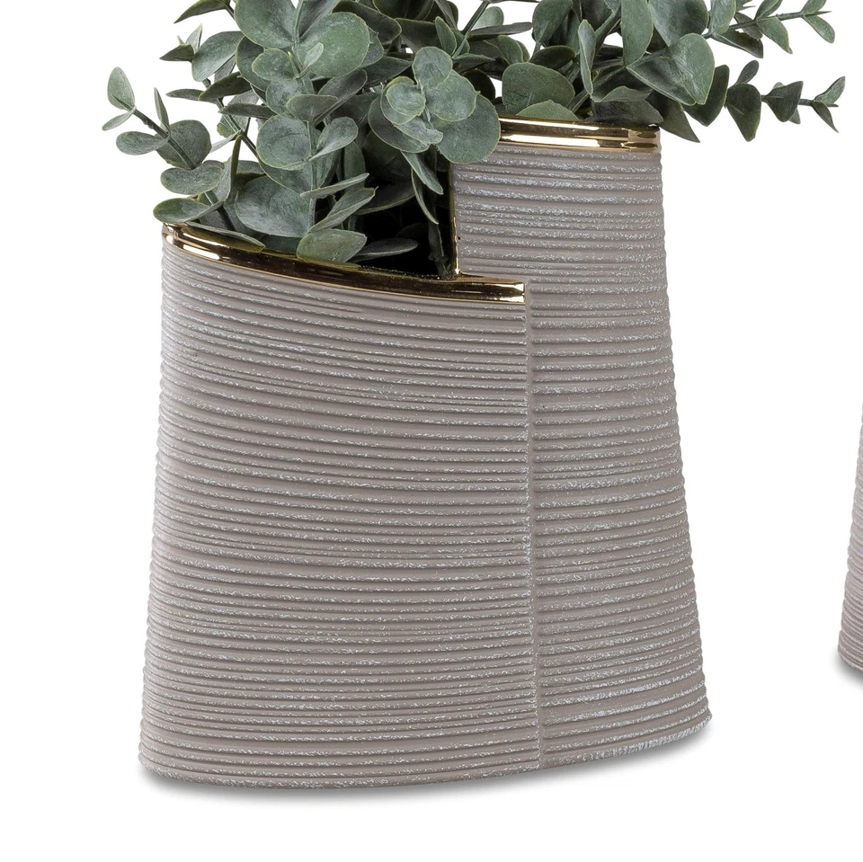 Deko Vase GOLDSAND oval H. 19cm B. 17cm grau gold Keramik Formano H25