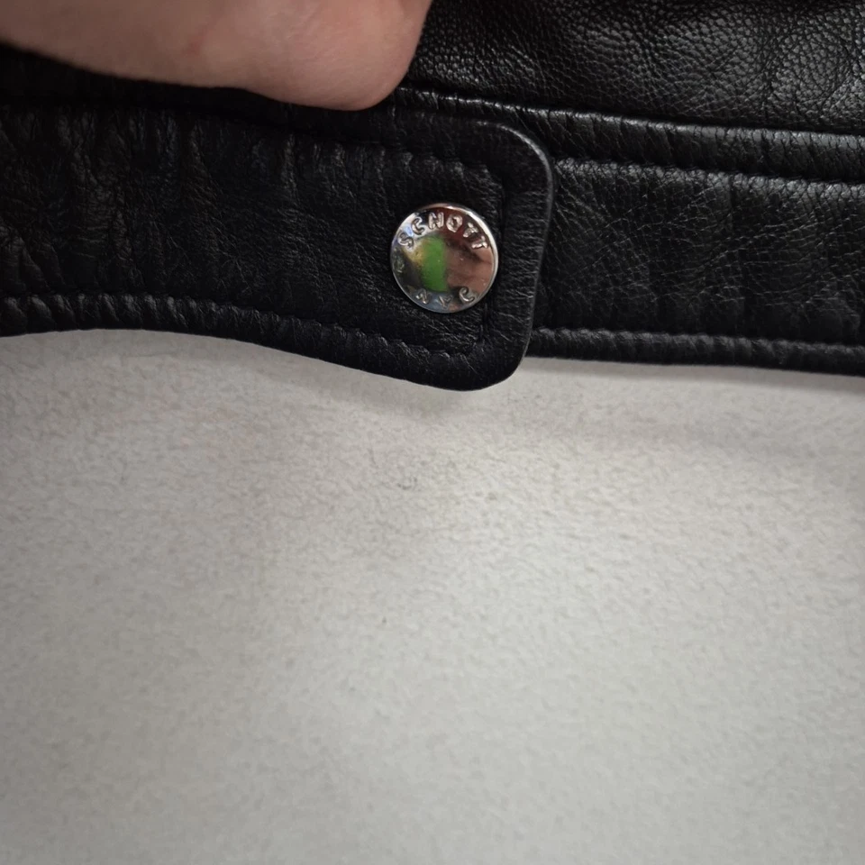 Schott Nyc Black Leather Punk Motorcycle Cafe Racer Short Jacket Size Medium - Image 4 of 4