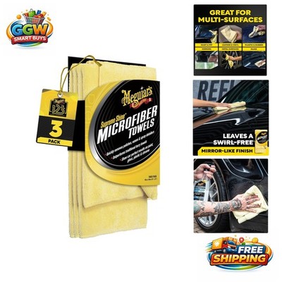 3-Pack Supreme Shine Microfiber Towels - Absorbent 24'' x 16'' Car Cleaning Cloths