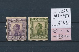BV74583 Jugoslavia 1924 re Alessandro I lotto MNH cv 45 euro