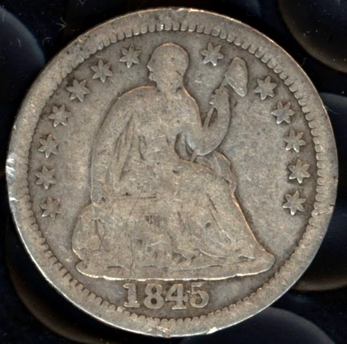 1845 SEATED LIBERTY SILVER HALF DIME ~ FINE CONDITION